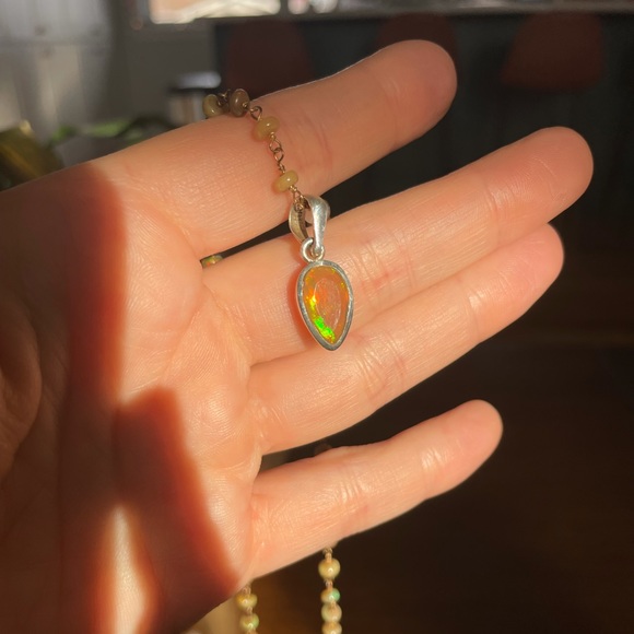 Silver Ethiopian welo opal rosary necklace - Picture 3 of 7